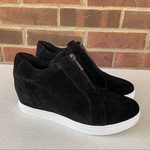Blondo black suede waterproof wedge ankle boots
